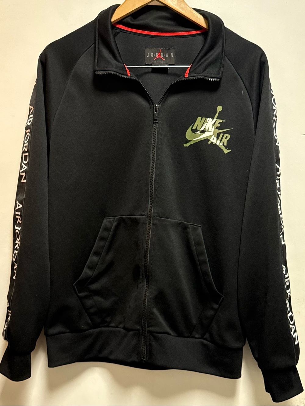 Jordan Black Track Jacket with Olive Logo